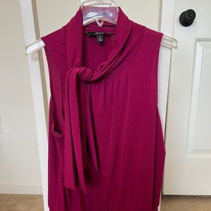 Sleeveless Tie-Neck Banded Hem Fuscia Top